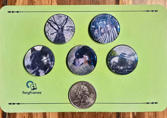 1 inch round personalized magnets - Set of 5